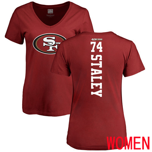 San Francisco 49ers Red Women Joe Staley Backer 74 NFL T Shirt